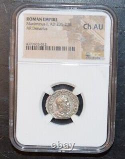 Roman Denarius Maximinus AD 235 238 NGC Choice AU Nice Coin