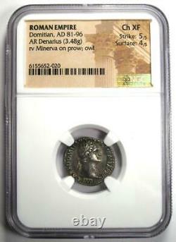 Roman Domitian AR Denarius Silver Coin 81-96 AD NGC Choice XF 5/5 Strike