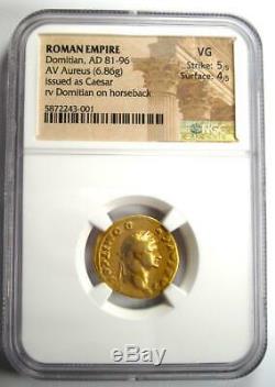 Roman Domitian Gold AV Aureus Coin 81-96 AD Certified NGC VG (Very Good)