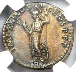 Roman Domitian as Augustus AR Denarius Coin 81-96 AD NGC XF Rainbow Tone