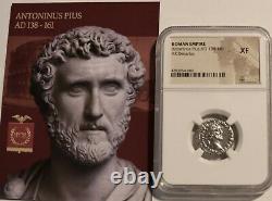 Roman Emperor ANTONINUS PIUS AD 138-161 Silver DENARIUS Coin NGC CERTIFIED XF