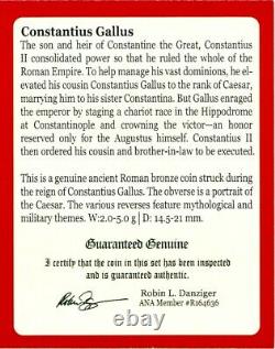 Roman Emperor Constantine Gallus Coin NGC Certified AU With Story, Certificate