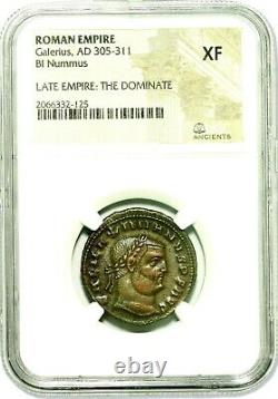Roman Emperor Galerius Coin NGC Certified XF, With Story, Certificate