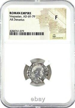 Roman Emperor Vespasian Silver Denarius Coin NGC Certified With Story