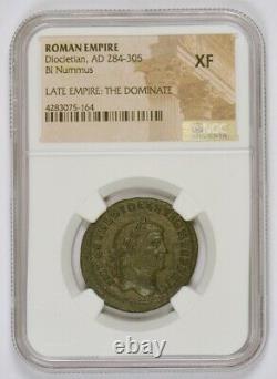 Roman Empire AD 284-305 BI Nummus Ancient Coin for Diocletian, NGC Graded XF
