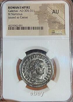 Roman Empire AD 305-311, BI Nummus Ancient Coin for Galerius, NGC Graded AU