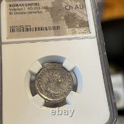 Roman Empire Ancient Silver Coin Valerian I AD 253-260 Bi Double Denarius NGC AU