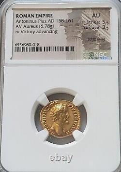 Roman Empire Antoninus Pius Gold Aureus NGC AU 5/3 Ancient Roman Coin
