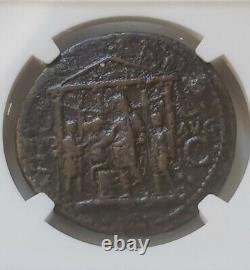 Roman Empire Caligula Sestertius NGC Choice Fine Ancient Coin Sacrafice Temple