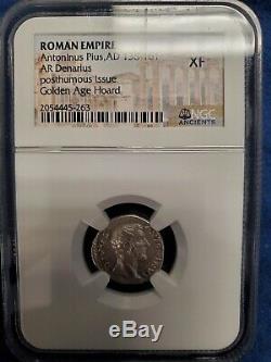 Roman Empire Coin Silver Denarius of Antoninus Pius NGC XF 138-161 AD