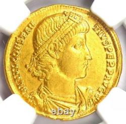 Roman Empire Constantius II AV Solidus Gold Coin 337-361 AD NGC AU 5 Strike