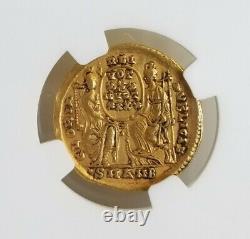 Roman Empire Constantius II Solidus NGC CH VF 5/3 Ancient Gold Coin