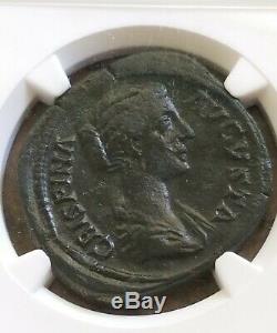 Roman Empire Crispina Salus Feeds Snake Sestertius NGC VF Ancient Coin