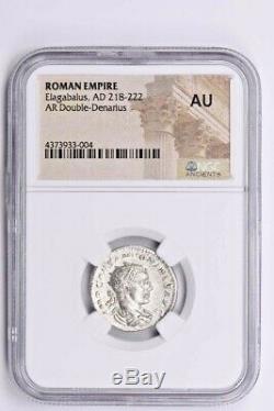 Roman Empire, Elagabalus AR Double-Denarius AD 218-222 NGC AU Witter Coin