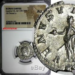 Roman Empire Gordian III 238-244 Ad Ar Denarius Ngc Au Nice Coin