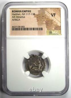 Roman Empire Hadrian AR Denarius Africa Coin 117-138 AD Certified NGC VF