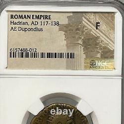 Roman Empire Hadrian, Ad 117-138 Ae Dupondius Coin Ngc Ancients F (012)