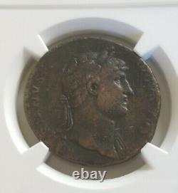 Roman Empire Hadrian Sestertius with Horse NGC CH Fine Ancient Coin