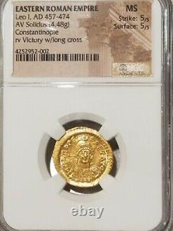 Roman Empire Leo I Solidus NGC MS 5/5 Ancient Gold Coin