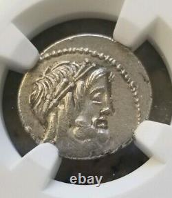 Roman Empire M. Volteius Denarius NGC XF Ancient Silver Coin
