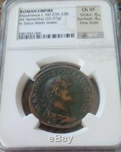 Roman Empire Maximinus I Sestertius Fine Style NGC Choice VF 4/4 ancient coin
