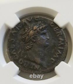 Roman Empire Nero AE As NGC Choice XF 5/3 Ancient Coin
