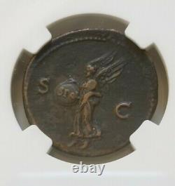 Roman Empire Nero AE As NGC Choice XF 5/3 Ancient Coin