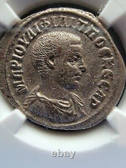 Roman Empire Phillip Ii, Ngc Xf Details Ad 247-249 Ar Caesar Reverse Eagle