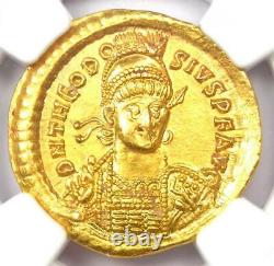Roman Empire Theodosius II AV Solidus Gold Coin 402-450 AD NGC Choice AU