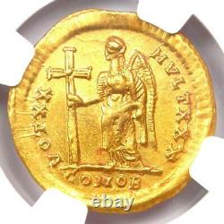 Roman Empire Theodosius II AV Solidus Gold Coin 402-450 AD NGC Choice AU