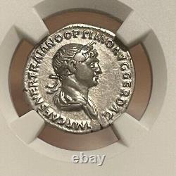Roman Empire Trajan AD 98-117 Denarius NGC Ch VF Ancient Coin