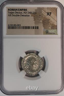 Roman Empire Trajan Decius AD 249 251 AR Double Denarius Silver Coin NGC XF