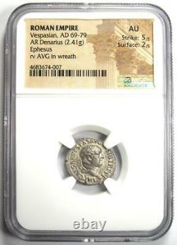 Roman Empire Vespasian AR Denarius Silver Coin 69-79 AD Certified NGC AU