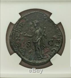 Roman Faustina Junior Sestertius NGC AU 5/2 Fine Style Ancient Coin