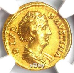 Roman Faustina Senior Gold AV Aureus Coin 138 AD Certified NGC AU 5 Strike