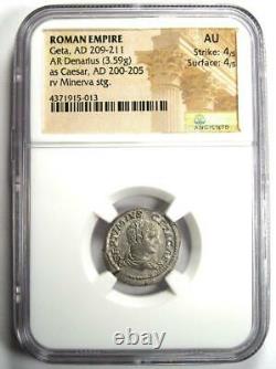 Roman Geta AR Denarius Silver Coin 209-211 AD Certified NGC AU Rare