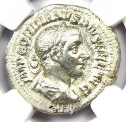 Roman Gordian III AR Denarius Silver Coin 238-244 AD NGC MS (UNC) 5/5 Strike