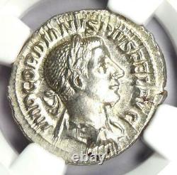 Roman Gordian III AR Denarius Silver Coin 238-244 AD NGC MS (UNC) 5/5 Strike