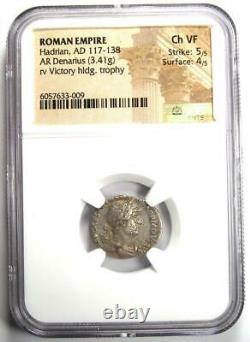 Roman Hadrian AR Denarius Coin 117-138 AD Certified NGC Choice VF 5/5 Strike