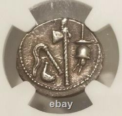 Roman Imperatorial Julius Caesar Denarius Elephant NGC CH XF Ancient Silver Coin