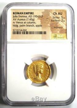 Roman Julia Domna Gold AV Aureus Venus Coin 193-217 AD NGC Choice AU