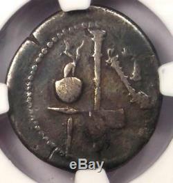 Roman Julius Caesar AR Denarius Coin 48 BC Elephant Snake NGC Choice Fine