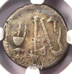 Roman Julius Caesar AR Denarius Coin 48 BC Elephant Snake NGC Choice Fine