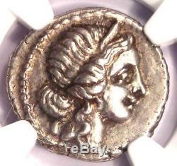Roman Julius Caesar AR Denarius Silver Coin 48 BC Venus, Aeaneas NGC Choice XF