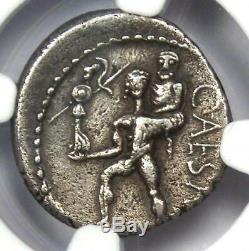 Roman Julius Caesar AR Denarius Silver Coin 48 BC with Venus, Aeaneas NGC VF