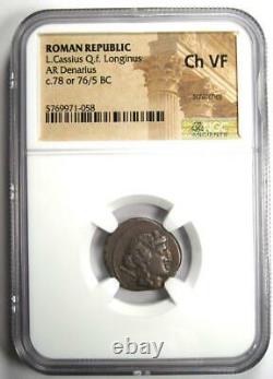 Roman L. Cassius Qf. Longinus AR Denarius Coin 78 BC Certified NGC Choice VF