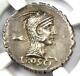 Roman L. Rosc. Fabatus Ar Denarius Serratus Coin 64-59 Bc Certified Ngc Xf