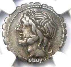 Roman L. Scipio Asiagenius AR Denarius Serratus Silver Coin 106 BC NGC VF