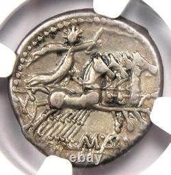 Roman M. Abur. Geminus AR Denarius Silver Coin 132 BC Certified NGC Choice VF