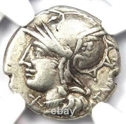 Roman M. Baebius Qf. Tampilus AR Denarius Silver Coin 137 BC Certified NGC VF
